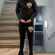 Damen Sportlicher Kapuzenpullover und Jogginghose Set mit Löwenmotiv WW