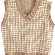 Damen Strickweste mit modernem Hahnentritt-Muster WW