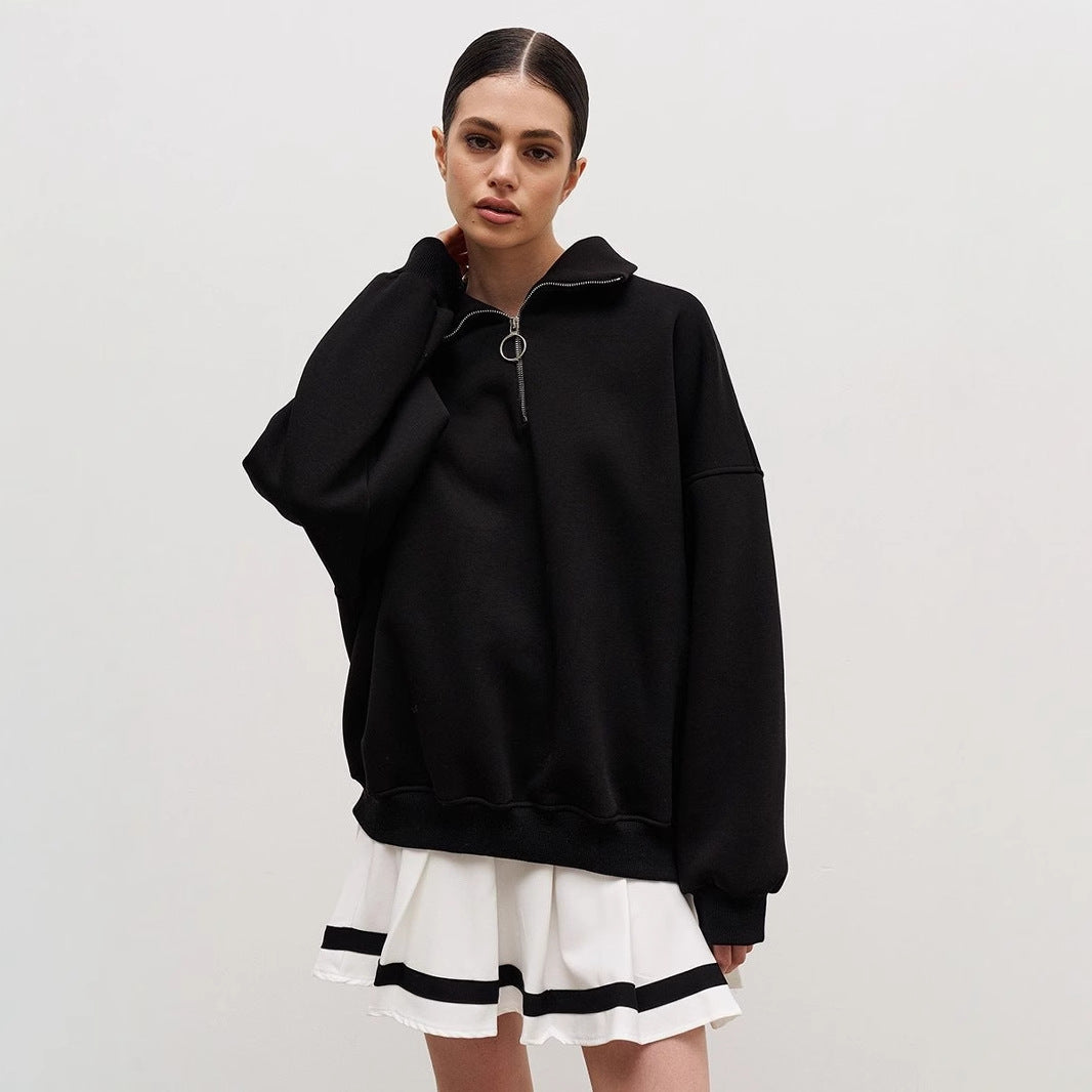 Damen Sportlicher Stehkragen Pullover WW