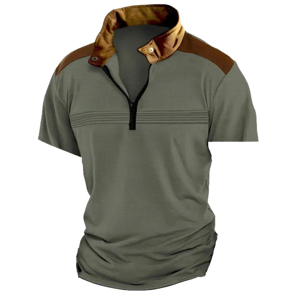 Herren modernes Poloshirt mit Stehkragen und Reißverschluss WW