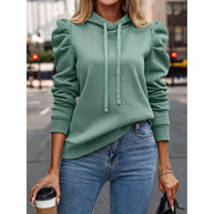 Damen bequemer Kapuzenpullover mit Puffärmeln und gemütlichem Schnitt WW