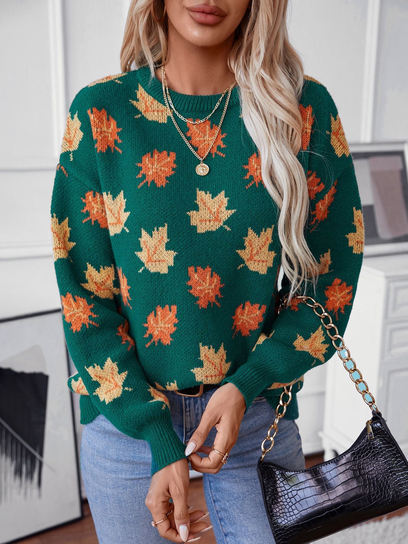 WW Maple Leaf Jacquard Freizeit Pullover Sweater