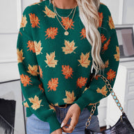 WW Maple Leaf Jacquard Freizeit Pullover Sweater