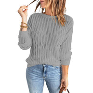 Damen Strickpullover mit strukturiertem Muster und weiten Ärmeln WW