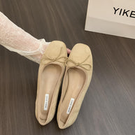 Damen Ballerinas mit zierlichem Schleifendetail und samtiger Oberflächenstruktur WW