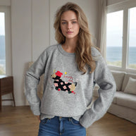 Damen Pullover mit tierischem Motiv und dekorativen Stickereien WW