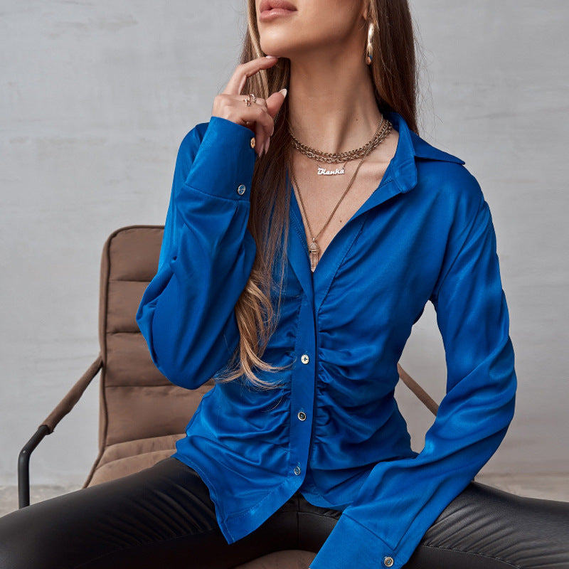WW | Eleganter Einfarbiger Langarm- Strickjacke Frauenhemd