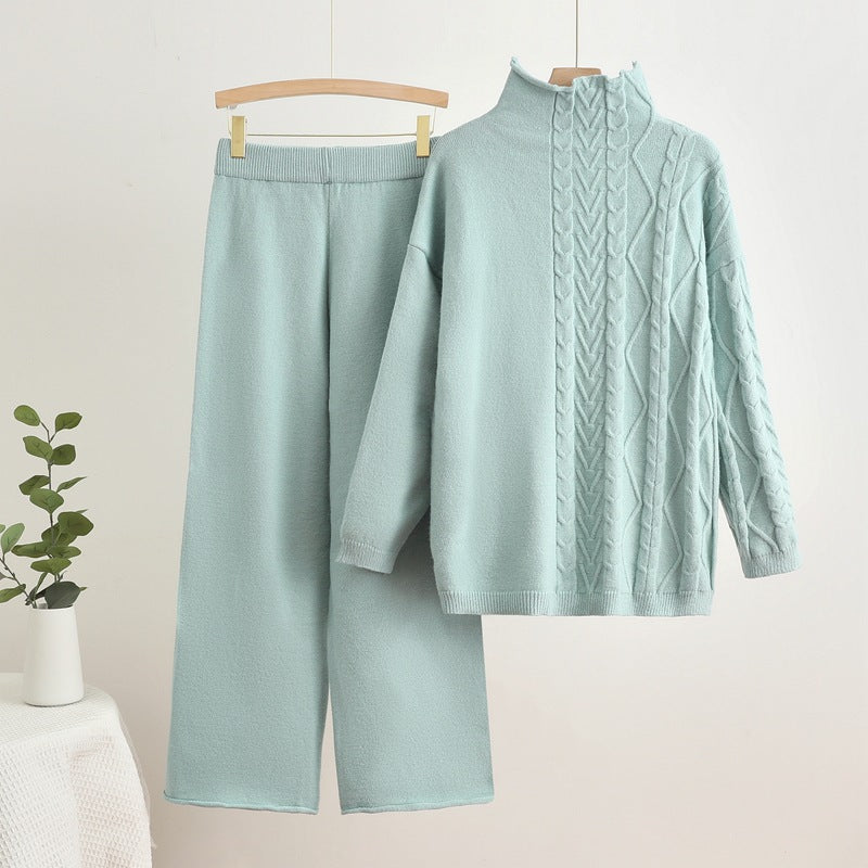 WOLFF | Zusammengesetzter warmer Rollkragenpullover und Hosen Set