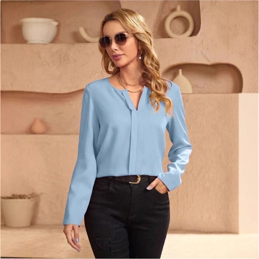 W&W Mode | Damen Satinbluse Imitation Seide Shirt