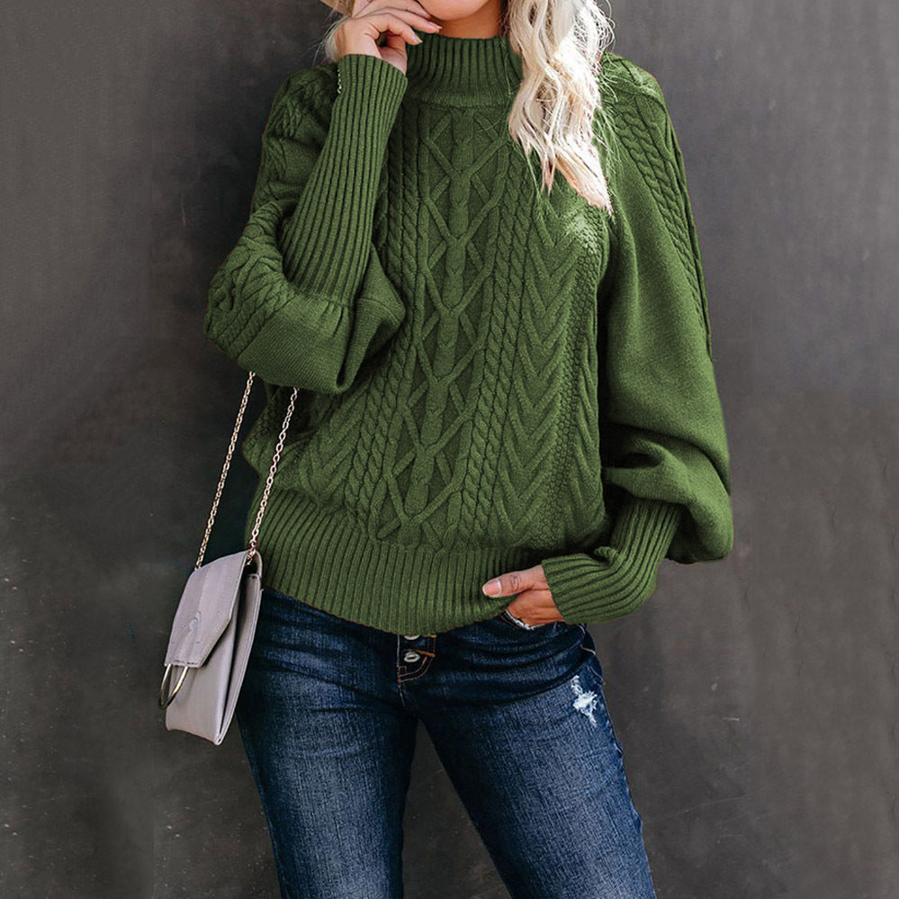 Damen Strickpullover mit hochgeschlossenem Design und strukturiertem Muster WW