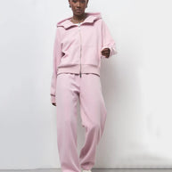 Damen sportliches Fleece-Hoodie-Set mit verschließbarem Reißverschluss WW