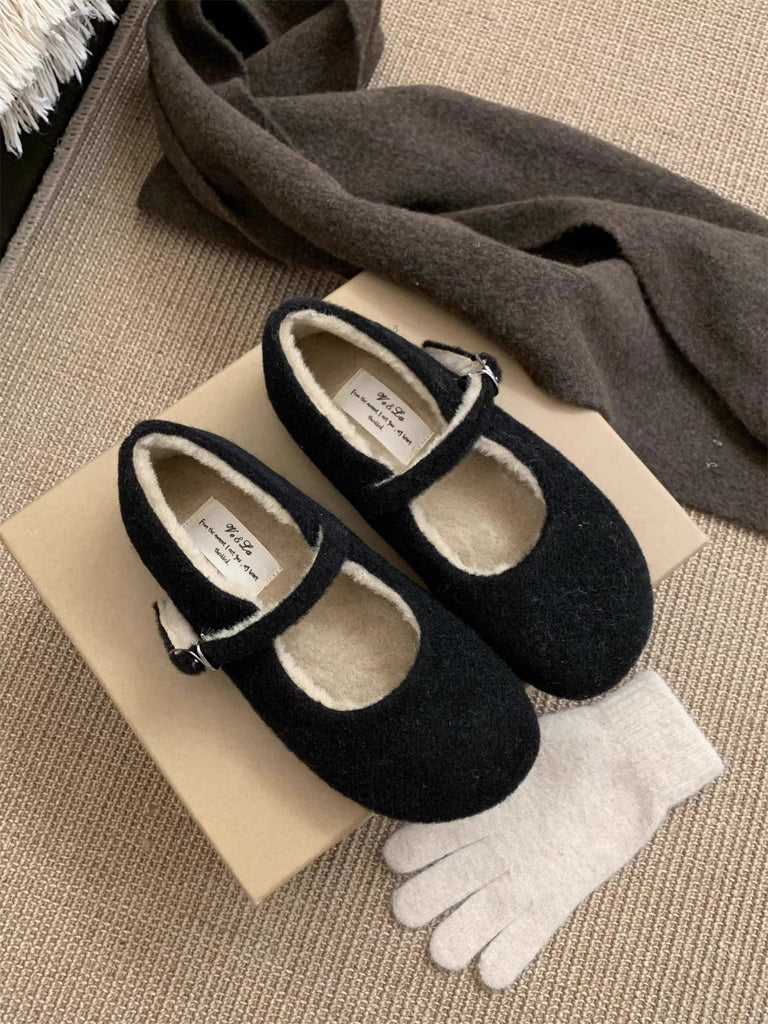 Damen Filzschuhe mit weichem Innenfutter und verstellbarem Riemen WW