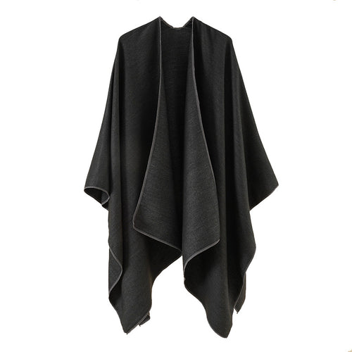 Damen Eleganter Wickelp Poncho aus weichem Wollmix WW
