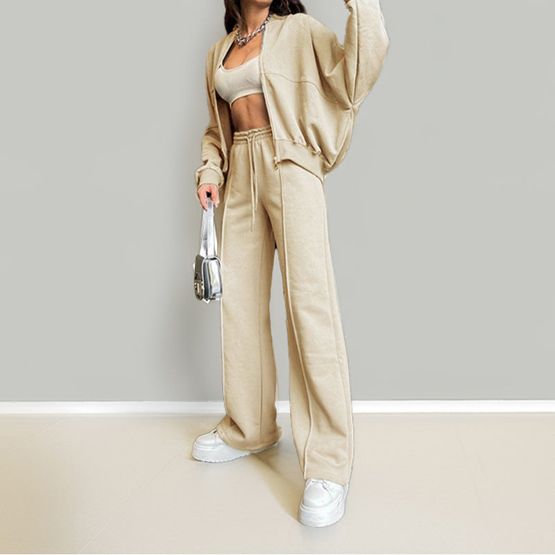 Damen lässiger Zweiteiler mit oversized Hoodie und eleganter Hose WW