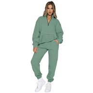 Damen Sportliches Set mit hohem Kragen und Taschen WW