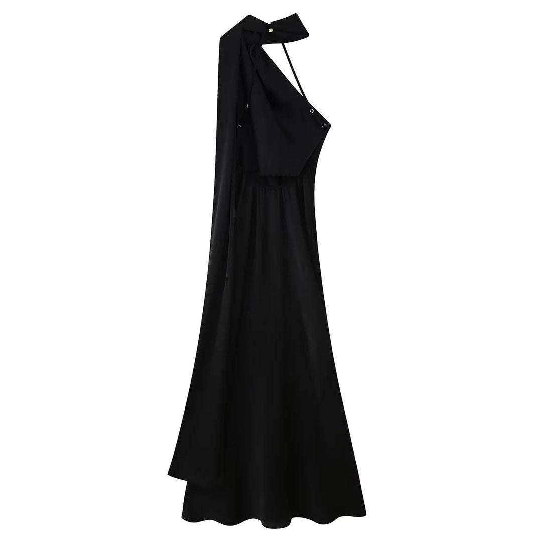 Damen Abendkleid mit elegantem Stehkragen und voluminösem Cape W&W Mode