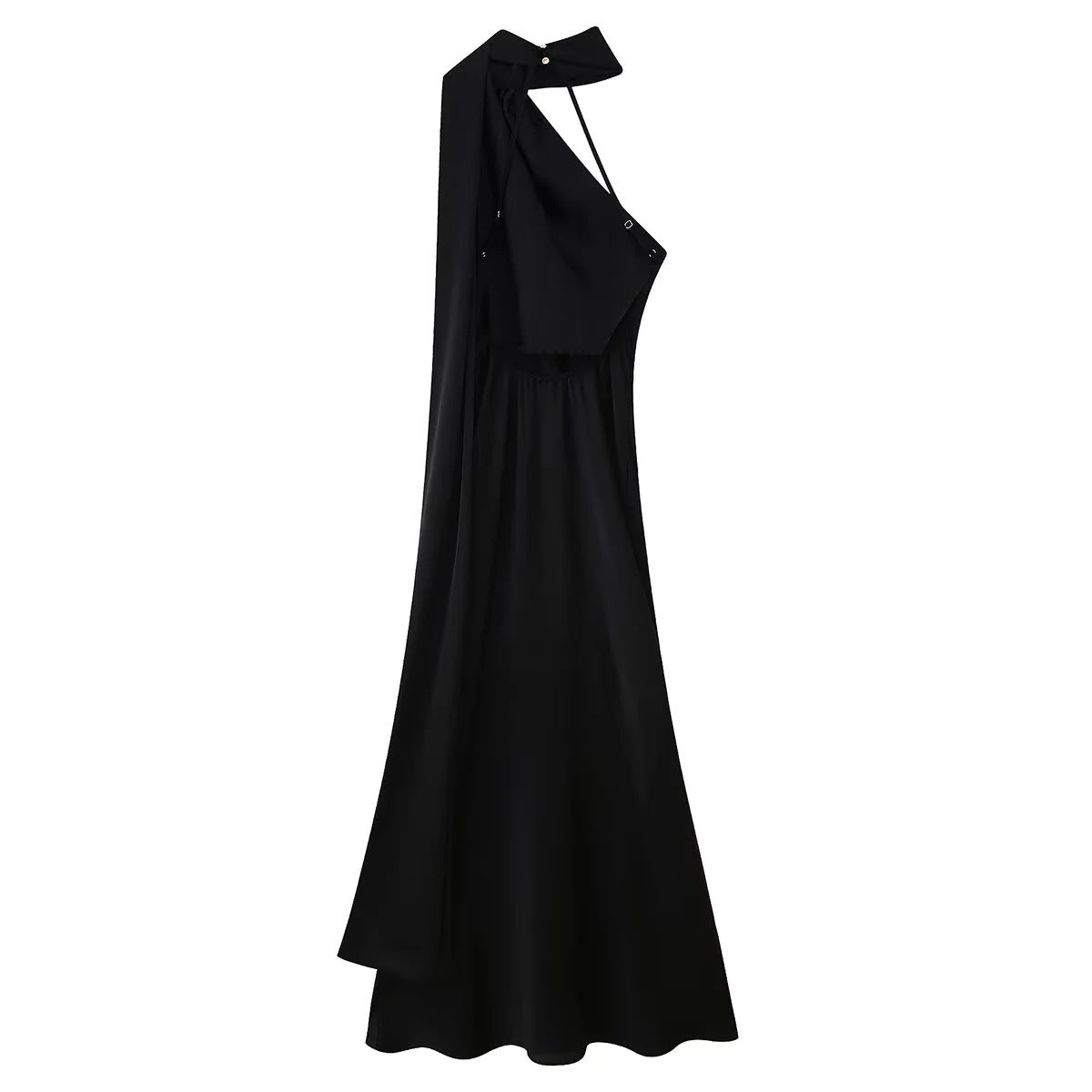 Damen Abendkleid mit elegantem Stehkragen und voluminösem Cape W&W