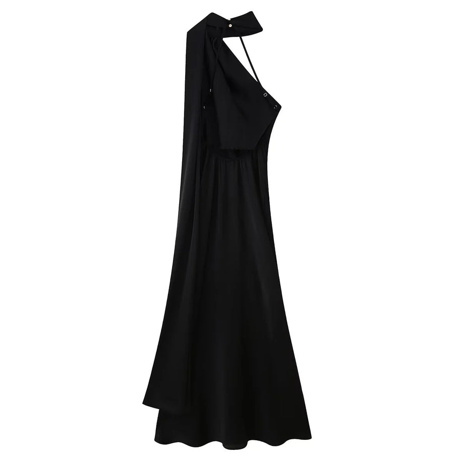 Damen Abendkleid mit elegantem Stehkragen und voluminösem Cape W&W
