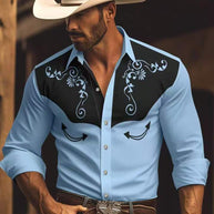 Herren Westernhemd mit dekorativem Design und Stickereien WW