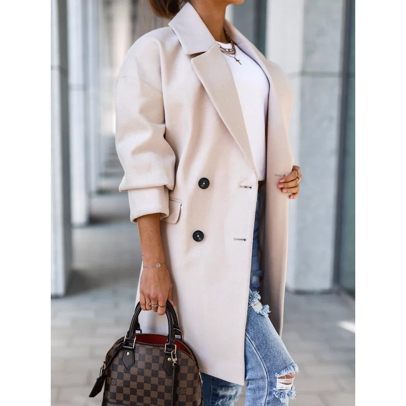 Dame Eleganter Doppelreiher Mantel WW