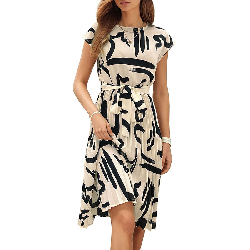 Damen Midikleid mit asymmetrischem Schnitt und modischem Bindegürtel W&W Mode