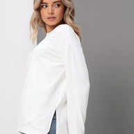 Damen bequemer Sweatshirt mit seitlichen Schlitzen WW