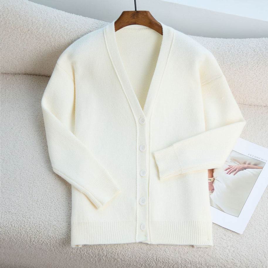 Damen Strickjacke mit V-Ausschnitt und feiner Rippstruktur WW