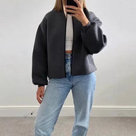 Damen sportliche Zip-Jacke mit weitem Schnitt WW