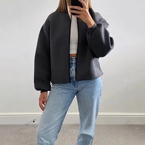 Damen sportliche Zip-Jacke mit weitem Schnitt WW