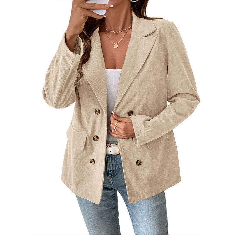 Damen samtiger Blazer mit doppelter Knopfleiste und elegantem Schnitt WW