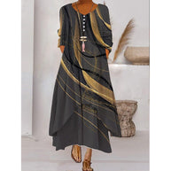 WW | Maxikleid mit Langen Ärmeln und Knopfverschluss
