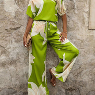 Damen entspanntes Jumpsuit mit floralem Design und elastischem Bund WW