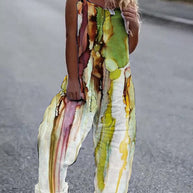 WW | Große Blumenmuster Leichte Stoff Latzhose