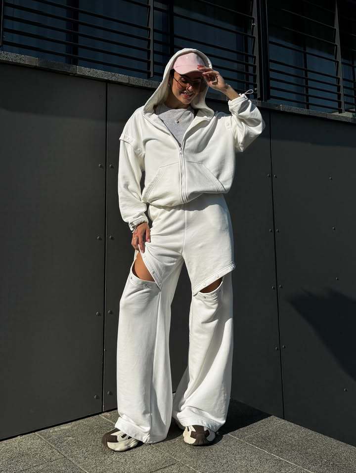 Damen Sportlicher Hoodie und weite Loungehose Set WW