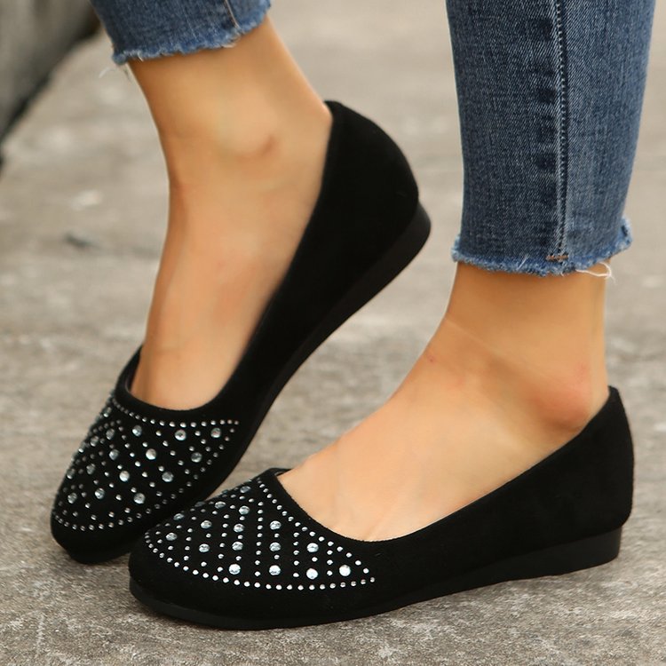 Damen Elegante Ballerinas mit funkelndem Strass-Detail und komfortabler Sohle W&W Mode