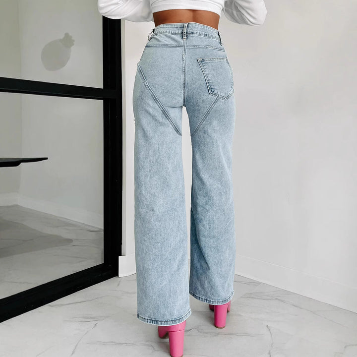 Damenweite Jeans mit Cut-Out-Details und eleganten Fransen W&W Mode