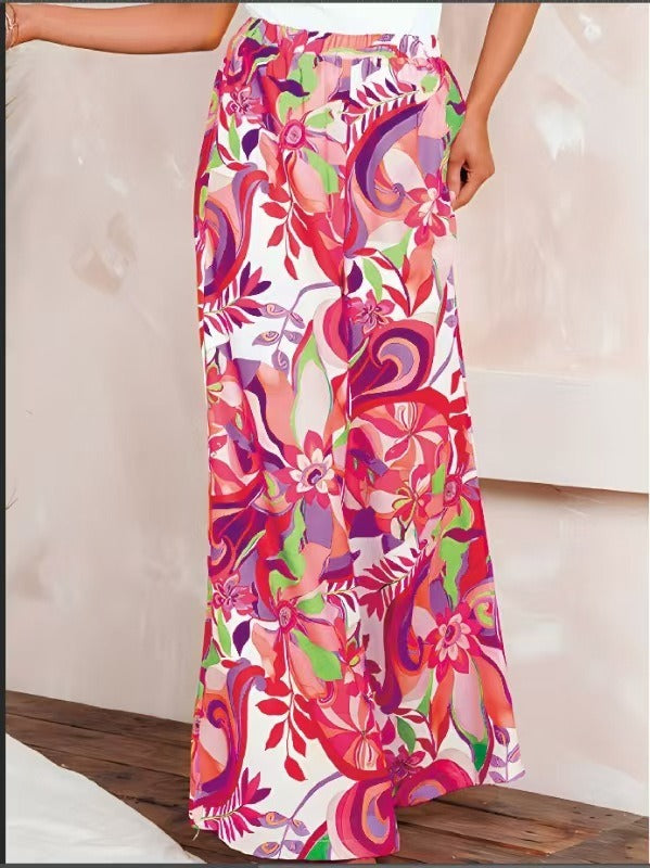 Damen Langer, luftiger Maxirock mit buntem floralem Design WW