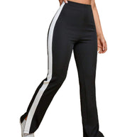 Damen Sportliche High-Waist Hose mit seitlichen Kontraststreifen W&W