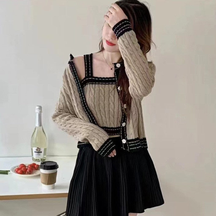 Damen Strickjacke mit asymmetrischem Design und kontrastierenden Akzenten WW