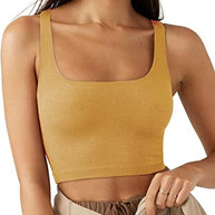Damen Crop Top mit geripptem Stoff und breiten Trägern WW