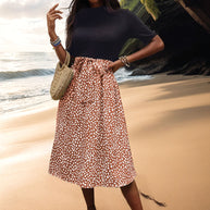 Damen Midikleid mit grafischem Punktedesign und elegantem Taillengürtel WW