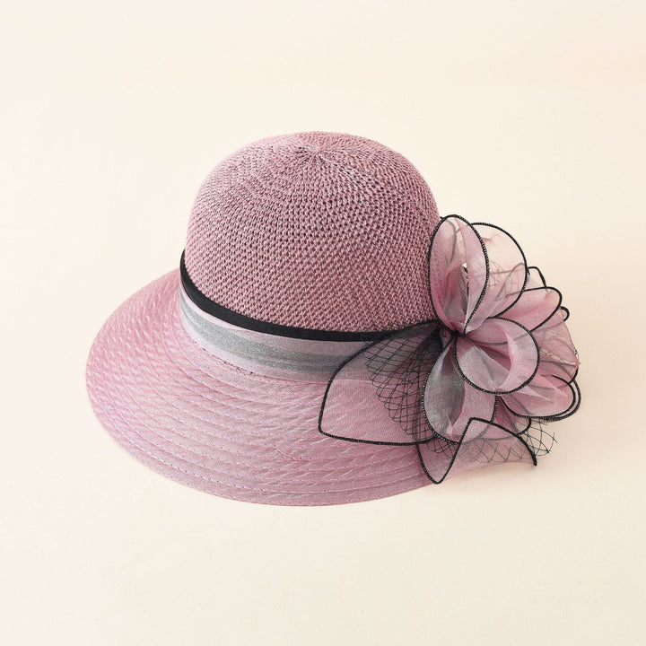 Damen eleganter Sonnenhut mit feiner Schleifenverzierung und breiter Krempe W&W Mode