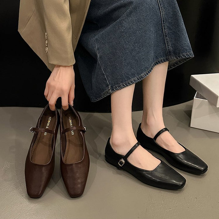 Damen-Mary-Jane-Ballerinas mit Riemchen und gepolsterter Innensohle