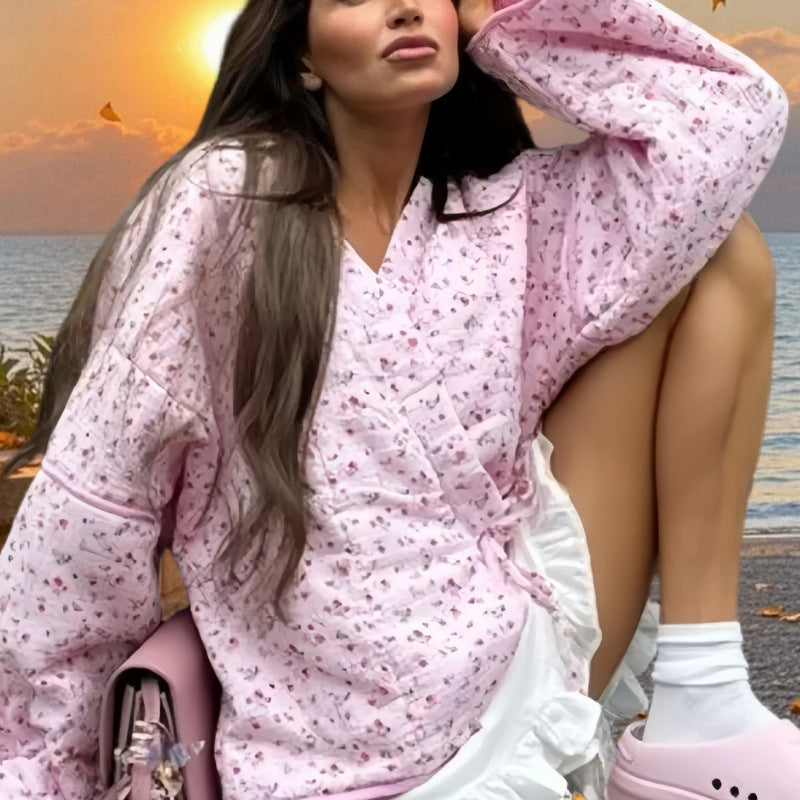 Damen Strickjacke mit floralen Mustern und lässigem Schnitt WW