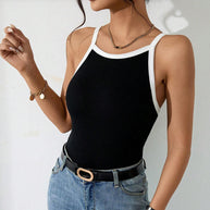 Damen ärmelloses Top mit elegantem Kontrastdesign W&W