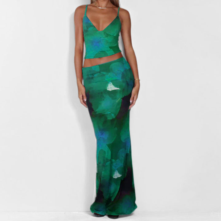 Damen Floral Geschmeidiges Ensemble mit Spaghettiträgern W&W Mode