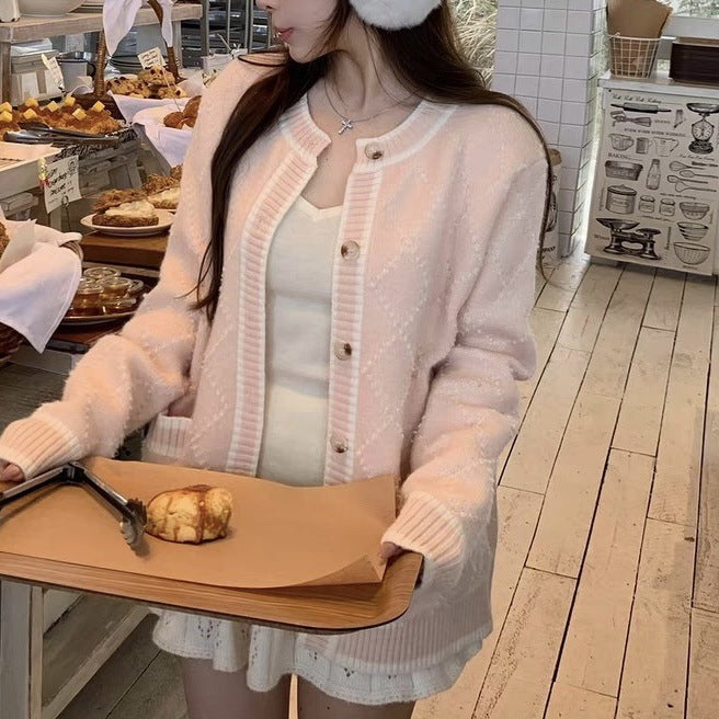 Damen Strickjacke mit dekorativem Muster und Taschen WW