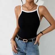 Damen ärmelloses Top mit elegantem Kontrastdesign W&W