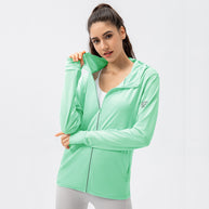Damen Atmungsaktive Funktionsjacke mit Kapuze und Reißverschluss WW