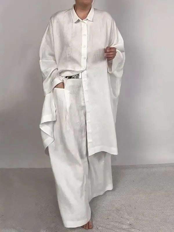 Damen Zweiteiler mit weiter Hose und Taschen